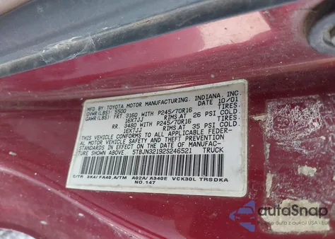 2002 Toyota Tundra from USA, damaged, VIN 5TBJN32192S246521